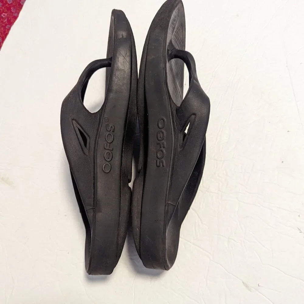 OOFOS Unisex Recovery Black Thong‎ Slide Sandals Flip Flop